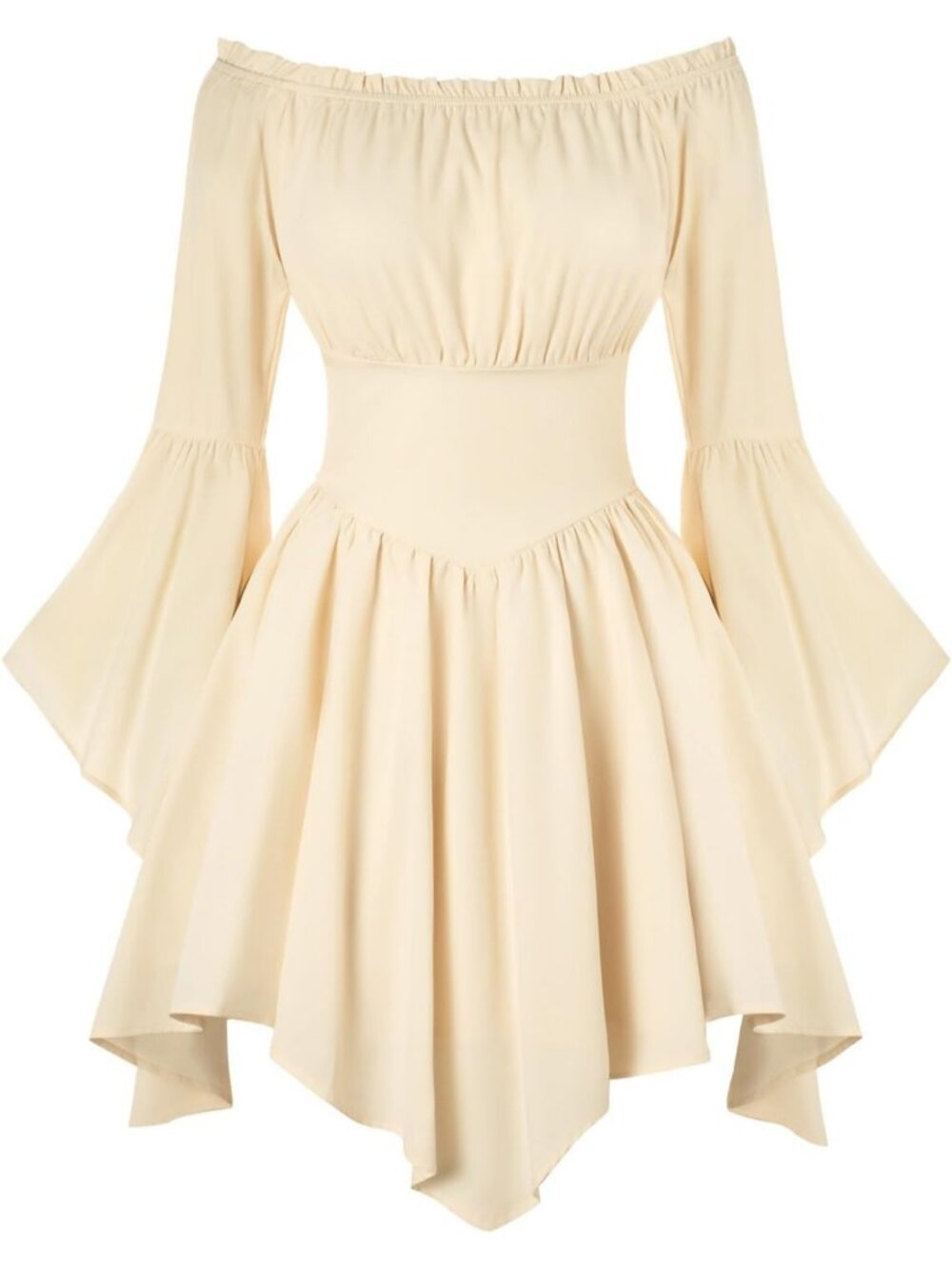 Women's Apricot Renaissance Off Shoulder Bell Sleeves Medieval Halloween Goth